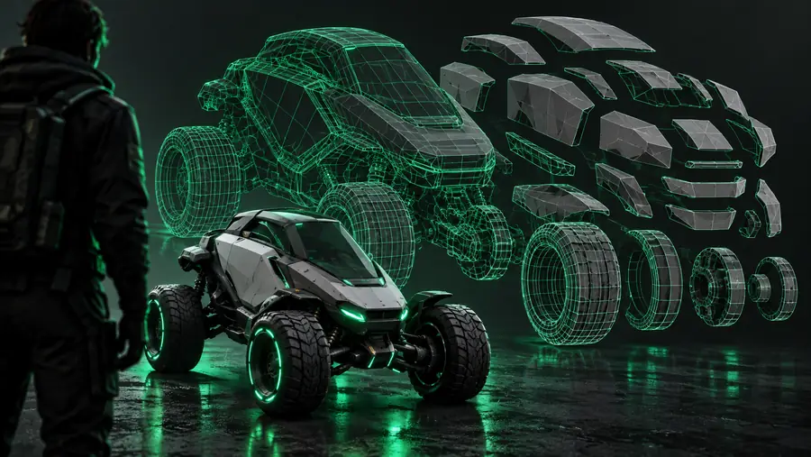 OBJ-style mesh displayed for editing